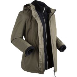 Kurtka outdoorowa 3 w 1, z bluzą z polaru bonprix ciemnooliwkowo-czarny. Zielone bluzy damskie marki bonprix, s, z polaru. Za 199,99 zł.