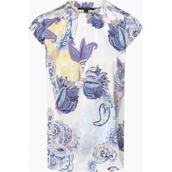 Comma - Bluzka damska, niebieski. Niebieskie bluzki damskie comma, z nadrukiem, z satyny, eleganckie, bez kołnierzyka, bez rękawów. Za 149,95 zł.