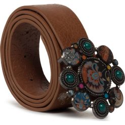 Pasek Damski DESIGUAL - 20SARP05 6011. Pomarańczowe paski damskie Desigual, w paski, ze skóry ekologicznej. Za 199,00 zł.