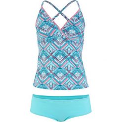 Tankini (2 części) bonprix niebieski z nadrukiem. Niebieskie stroje kąpielowe damskie bonprix, z nadrukiem. Za 109,99 zł.