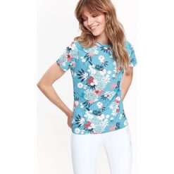 DZIANINOWY T-SHIRT W KWIATOWY NADRUK. Szare t-shirty damskie Top Secret, z nadrukiem, z dzianiny. Za 24,99 zł.