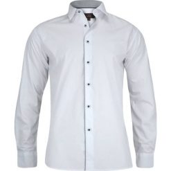 Wizytowa Koszula Męska, OZDOBNA PLISA, Długi Rękaw, Taliowana, Biała KSDWJRL0047. Białe koszule męskie Jurel, m, z bawełny, eleganckie. Za 99,00 zł.