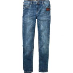 Dżinsy chłopięce dresowe Slim Fit bonprix niebieski "stone”. Niebieskie dresy chłopięce bonprix, bez wzorów, z elastanu. Za 99,99 zł.