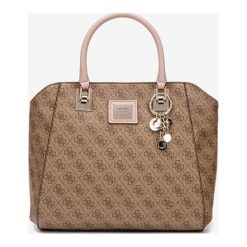 Guess Candace Elite Torebka Brązowy. Pomarańczowe torebki klasyczne damskie Guess, w paski, z materiału, bez dodatków. Za 636,95 zł.