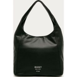 Dkny - Torebka. Czarne torby damskie na zakupy DKNY, w paski, ze skóry ekologicznej, na ramię, duże, z aplikacjami. Za 999,90 zł.
