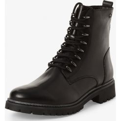 Tamaris - Skórzane kozaki damskie, czarny. Czarne kozaki damskie Tamaris, ze skóry, eleganckie, bez obcasa, bez zapięcia. Za 439,95 zł.