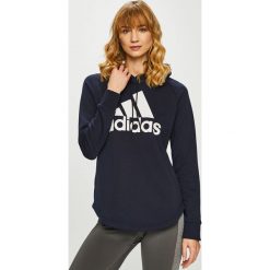Adidas Performance - Bluza. Niebieskie bluzy damskie z kieszeniami marki adidas Performance, s, z nadrukiem, z bawełny, z kapturem. Za 249,90 zł.