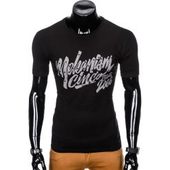 T-shirty męskie: T-SHIRT MĘSKI Z NADRUKIEM S955 - CZARNY
