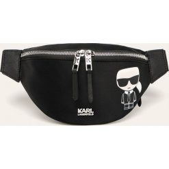 Karl Lagerfeld - Nerka. Czarne nerki damskie KARL LAGERFELD, w paski, ze skóry, casualowe, małe, bez dodatków. Za 559,90 zł.