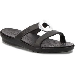 Chodaki damskie: Klapki CROCS - Sanrah Hammered Met Sandal W 205137 Black/Black