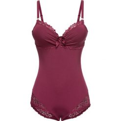 Body bonprix jeżynowo-czerwony. Czerwone bluzki body bonprix, z haftami, z koronki. Za 89,99 zł.