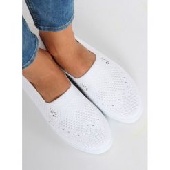 Trampki ażurowe białe JEMIMA. Białe buty sportowe damskie FunKee.pl, bez wzorów, z tkaniny, bez zapięcia. Za 85,99 zł.