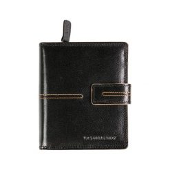 Skórzany portfel w kolorze czerwonym - (S)12 x (W)10 cm. Czarne portfele damskie marki VIP COLLECTION, z materiału. W wyprzedaży za 119,95 zł.