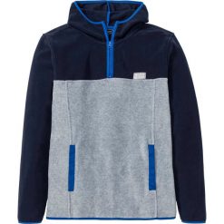 Bluza z polaru z kapturem Slim Fit bonprix ciemnoniebiesko-jasnoszary melanż. Niebieskie bluzy męskie bonprix, s, bez wzorów, z polaru, z kapturem, bez rękawów, z kapturem. Za 99,99 zł.