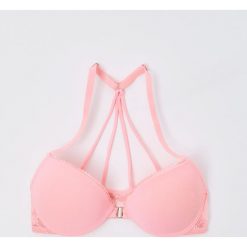 Biustonosz push-up z ozdobnym tyłem - Różowy. Różowe biustonosze Sinsay, bez wzorów. Za 29,99 zł.