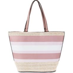 Torba shopper bonprix kremowo-beżowo-stary jasnoróżowy. Brązowe torby damskie na zakupy bonprix, w paski, retro, bez dodatków. Za 89,99 zł.