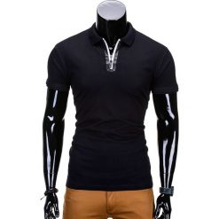 Koszulka polo męska bez nadruku S664 - czarna. Czarne koszulki męskie Ombre Clothing, s, z nadrukiem, z bawełny, klasyczne, bez rękawów. Za 14,99 zł.