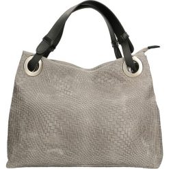 Torebki klasyczne damskie: Skórzana torebka w kolorze szarym – 38 x 28 x 10 cm