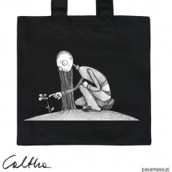 Kwiat - torba premium. Czarne shopper bag damskie Pakamera, z materiału. Za 79,00 zł.