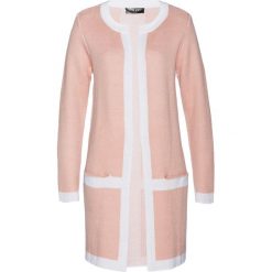 Sweter bez zapięcia bonprix dymny jasnoróżowy - biały. Różowe swetry damskie bonprix, bez wzorów, eleganckie, bez rękawów, bez kaptura. Za 99,99 zł.