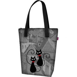 Torebka "Viva" ze wzorem - (S)34 x (W)38 x (G)9 cm. Szare torebki klasyczne damskie Bertoni, z tkaniny. W wyprzedaży za 69,95 zł.