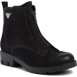 Botki KARINO - 2587/003 Czarny. Czarne botki damskie Karino, ze skóry, bez obcasa, bez zapięcia. W wyprzedaży za 259,00 zł.