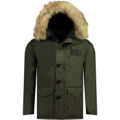 Kurtka zimowa "Douchy" w kolorze khaki. Brązowe kurtki chłopięce na zimę. W wyprzedaży za 219,95 zł.