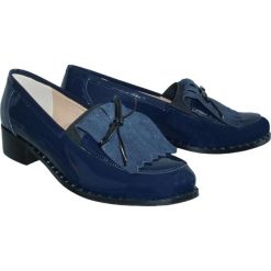MODEX 133G granat/lakier, półbuty/mokasyny damskie. Mokasyny damskie Modex, ze skóry, na obcasie. Za 239,90 zł.