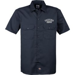 Dickies Yolun Workershirt granatowy. Niebieskie koszule męskie marki Dickies, m, z aplikacjami, z koszulowym kołnierzykiem, z krótkim rękawem. Za 224,90 zł.