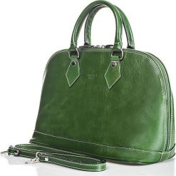 Torebki klasyczne damskie: Skórzana torebka w kolorze zielonym – 24 x 34 x 16 cm