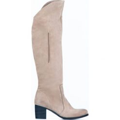 Nubukowe kozaki za kolano - skóra naturalna - model 189 - kolor cappuccino. Kozaki damskie Zapato, ze skóry, za kolano, bez obcasa, bez zapięcia. W wyprzedaży za 249,50 zł.