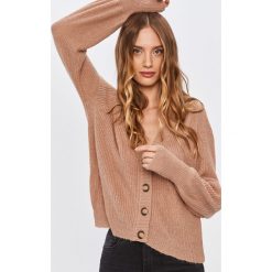 Answear - Kardigan Answear Lab. Brązowe swetry damskie ANSWEAR, s, bez wzorów, z dzianiny, bez rękawów, bez kaptura. Za 99,90 zł.