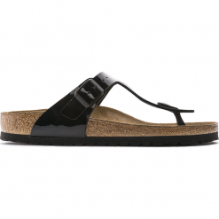 Birkenstock Gizeh 43661. Klapki damskie Birkenstock, w paski, ze skóry, bez obcasa. W wyprzedaży za 219,99 zł.