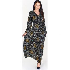 Wzorzysta zwiewna sukienka maxi. Sukienki damskie Made in Poland, bez wzorów, z elastanu, bez kołnierzyka, bez rękawów, maxi. Za 219,00 zł.