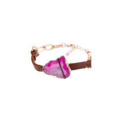Bransoletka RALTA- skóra ekologiczna,agat różowy. Różowe bransoletki damskie Cosmostones, z agatem. Za 279,00 zł.
