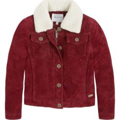 Kurtka w kolorze bordowo-białym. Białe kurtki dziewczęce przeciwdeszczowe Pepe Jeans. W wyprzedaży za 299,95 zł.