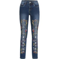 Dżinsy SKINNY ze zdobieniami bonprix niebieski "stone”. Niebieskie jeansy damskie bonprix. Za 189,99 zł.