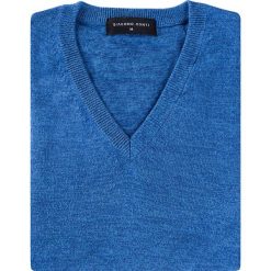 Sweter FABRIZIO SWNR000139. Niebieskie swetry męskie Giacomo Conti, na zimę, m, bez wzorów, z bawełny, eleganckie, bez kołnierzyka, bez kaptura. Za 149,00 zł.