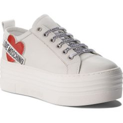 Sneakersy LOVE MOSCHINO - JA15056G16IB0100 Bianco. Białe sneakersy damskie marki Love Moschino, z materiału. Za 929,00 zł.