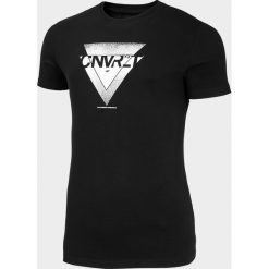 T-Shirt męski TSM203 - głęboka czerń. Czarne koszulki męskie 4f, m, bez wzorów, bez kołnierzyka, bez rękawów. Za 49,99 zł.