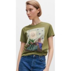 T-shirt z grafiką - Zielony. Zielone t-shirty damskie Reserved, s, bez wzorów, bez kołnierzyka. Za 39,99 zł.