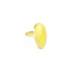 InspiRING Bursztyn Mleczny Podłużny złoto. Żółte pierścionki damskie Brazi druse jewelry, z bursztynem, złote. Za 590,00 zł.