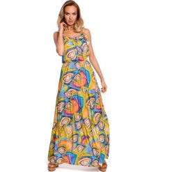 Sukienka maxi boho na ramiączka. Sukienki damskie e-margeritka.pl, na lato, s, bez wzorów, z poliesteru, eleganckie, z długim rękawem, długie, bez kaptura. Za 238,99 zł.