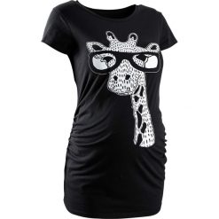Bluzki ciążowe: T-shirt ciążowy z motywem żyrafy bonprix czarny z nadrukiem