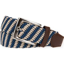 Pasek Pleciony Beżowo-Granatowy Braid. Brązowe paski męskie LANCERTO, w paski, z bawełny, sportowe. W wyprzedaży za 44,90 zł.