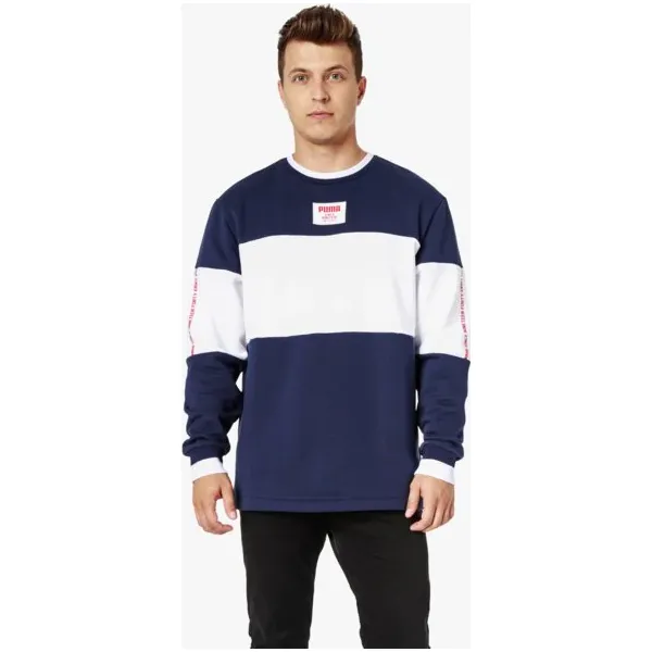 Puma Bluza Rebel Block Crew Fl , granatowy, rozmiar L. Niebieskie bluzy męskie Puma, m, bez wzorów, z bawełny, sportowe, bez kołnierzyka, bez rękawów, bez kaptura. W wyprzedaży za 129,99 zł.