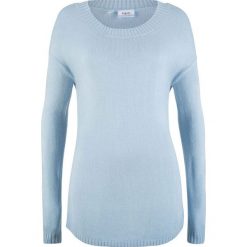Sweter z dekoltem w łódkę bonprix pudrowy niebieski. Niebieskie swetry klasyczne damskie bonprix, z dekoltem w łódkę. Za 54,99 zł.