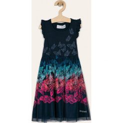 Desigual - Sukienka dziecięca 104-164 cm. Niebieskie sukienki dziewczęce Desigual, z nadrukiem, z bawełny, casualowe, bez rękawów, rozkloszowane. Za 249,90 zł.