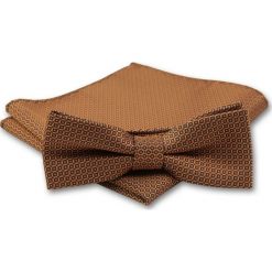 Elegancka Mucha Męska - Alties - ciemnozłota w drobny wzór MUALTS0117. Żółte muszki męskie Alties, na imprezę, w paski, eleganckie. Za 40,00 zł.