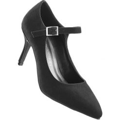 Czółenka bonprix czarny. Czarne buty ślubne damskie marki bonprix, w paski, na obcasie. Za 34,99 zł.